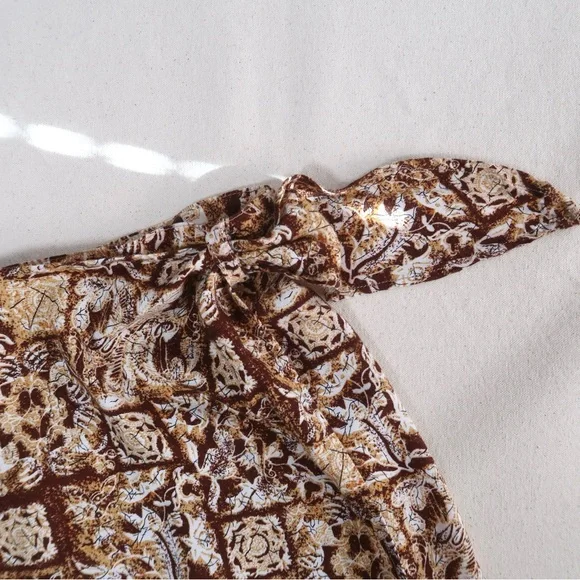 Vintage Contempo Casuals Brown and Ochre Print Set Tank Top & Wrap Skort - Picture 10 of 17